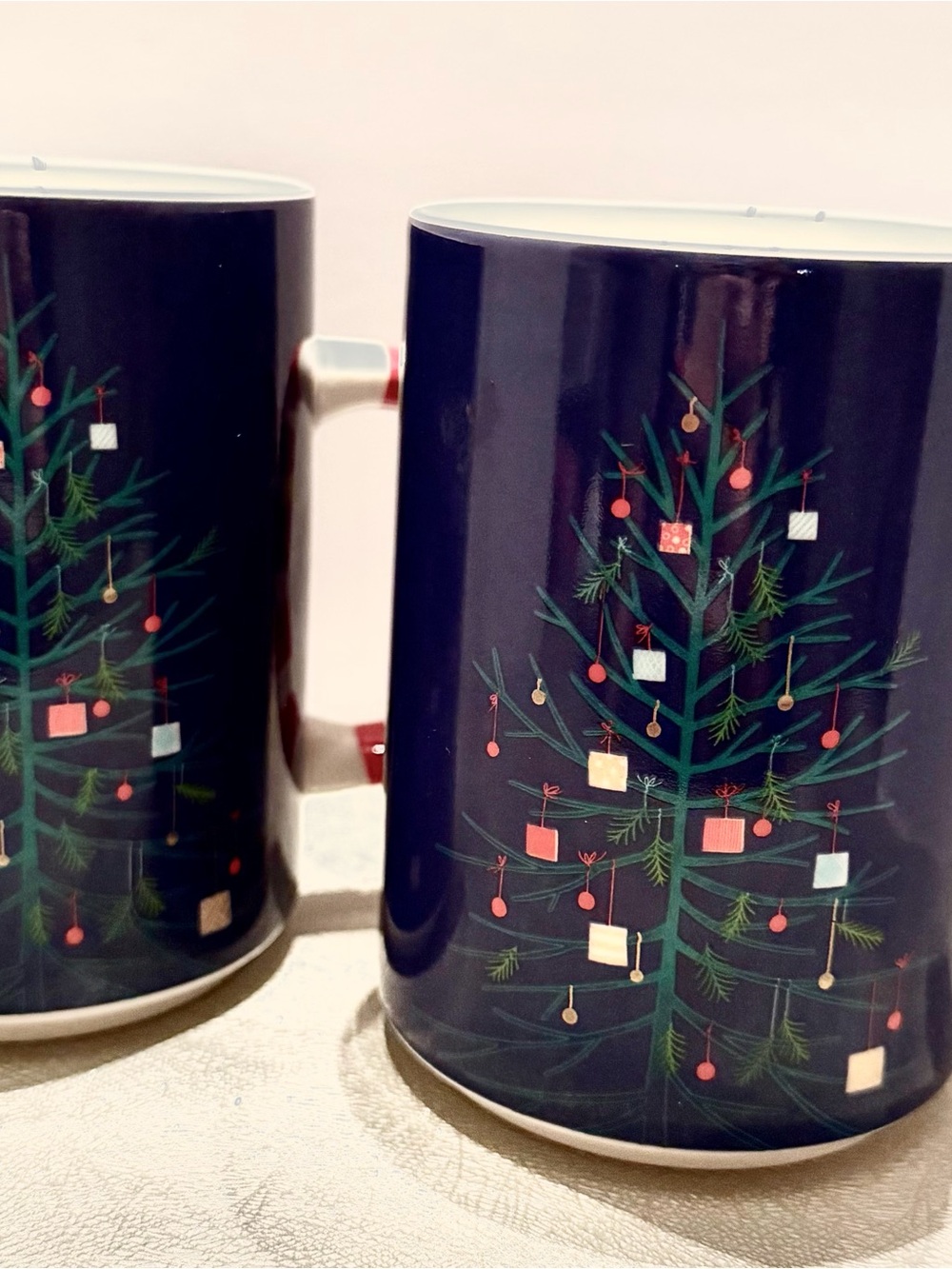 Starbucks Navy and Green Christmas Tree Ceramic Mug.